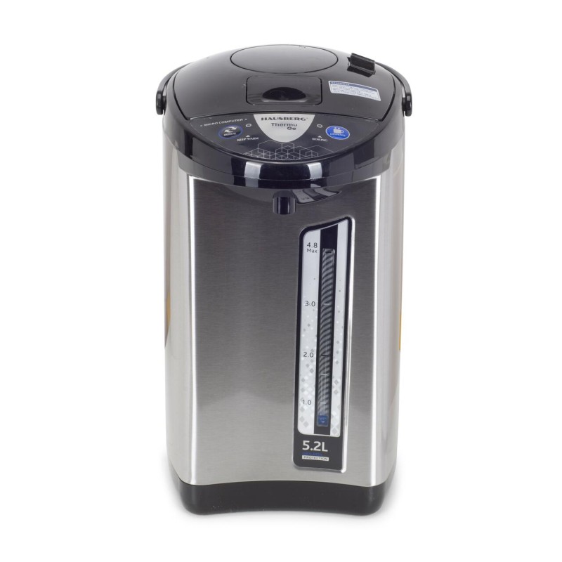 Fierbator electric si Termos HAUSBERG HB-3645IN, 750-900W, 220-240V, 5,2L, Mentinerea calda a lichidelor, Indicator al nivelului apei, Protectie impotriva incalzirii, Thermo Pot, Inox