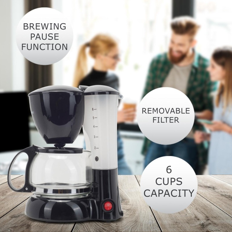 Filtru de cafea Hausberg HB-3650, 600 ml, 650 - 800 W, Negru