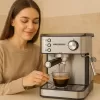 Espressor cafea HAUSBERG HB3725, cafea macinata, 15 bar, 850-1000 W, gri cu negru