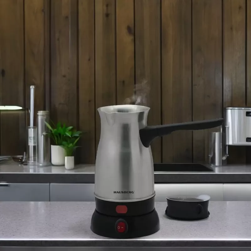 Ibric electric pentru cafea Hausberg HB-3815IN, Putere 800W, Capacitate 800 ml, Inox