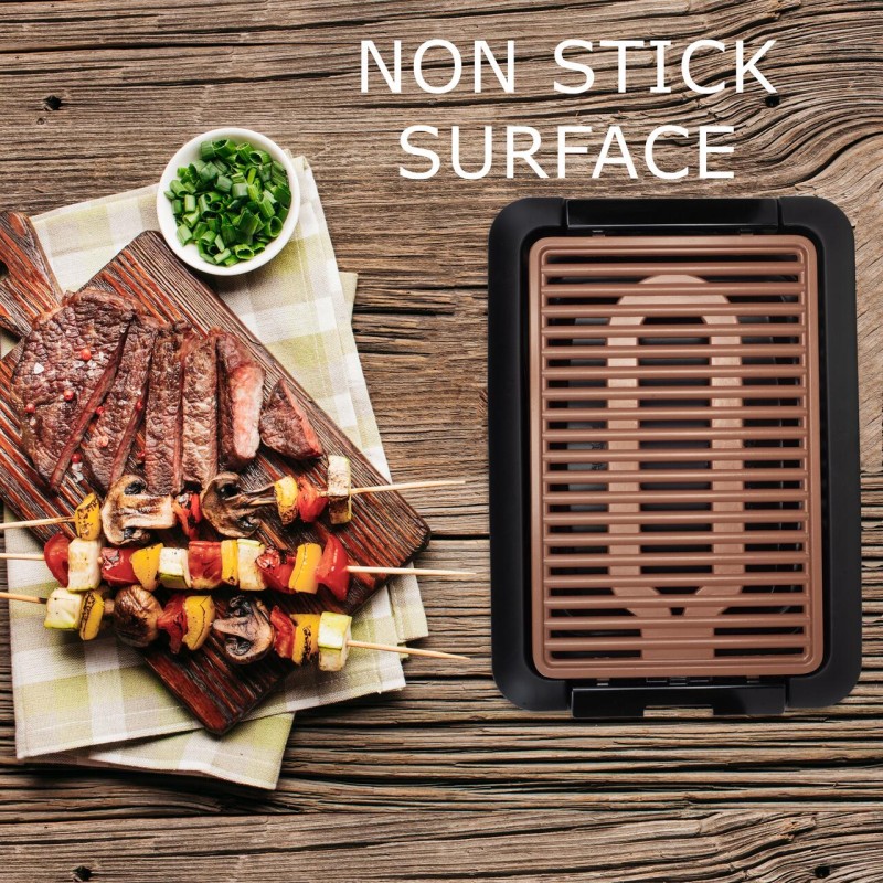 Gratar electric Hausberg HB-536, suprafata neaderenta, detasabila, maro