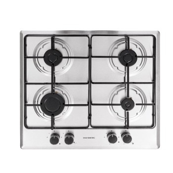 Plita incorporabila Hausberg HB-555, aprindere electrica, gaz, 4 arzatoare, sistem siguranta, Inox