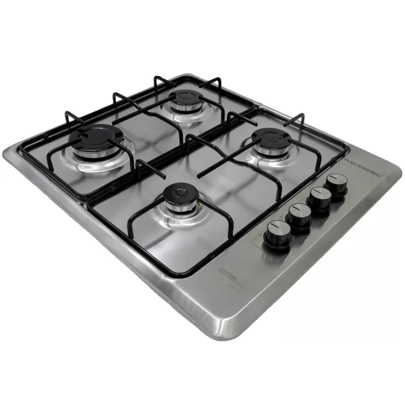 Plita incorporabila HAUSBERG HB-580IN, aprindere electrica, gaz, 4 arzatoare, sistem siguranta, Inox