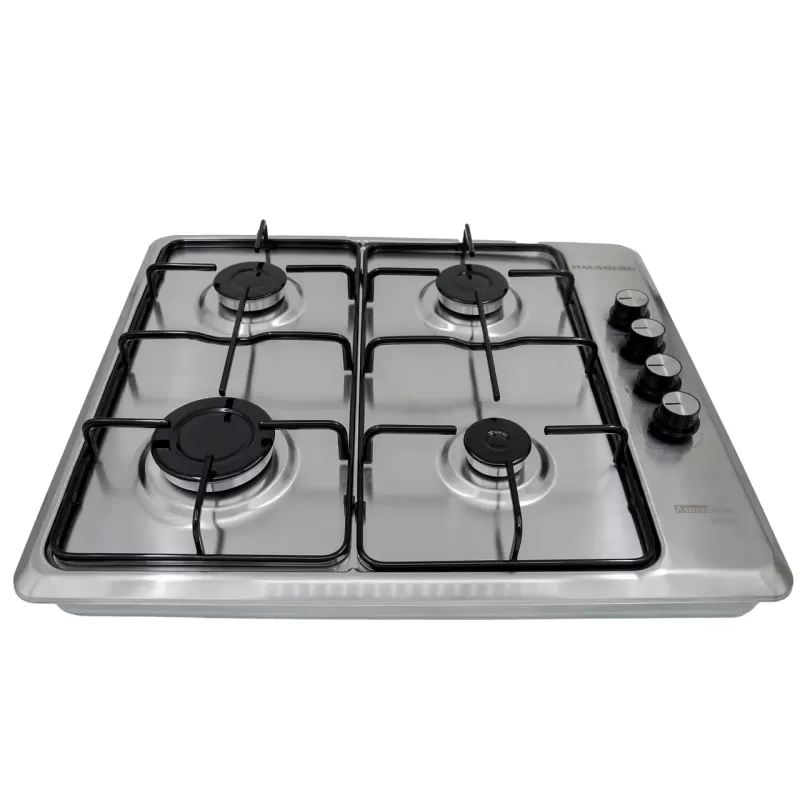 Plita incorporabila HAUSBERG HB-580IN, aprindere electrica, gaz, 4 arzatoare, sistem siguranta, Inox