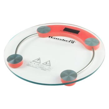Cantar corporal HAUSBERG HB-6000RS, display LCD, inchidere automata, indicator baterie, 180 kg, Sticla transaparenta, Rosu