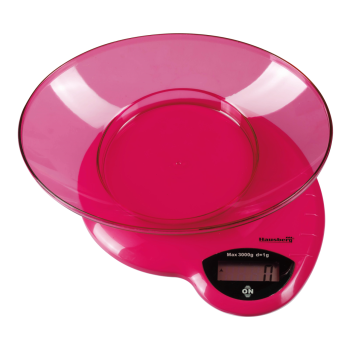 Cantar de bucatarie Hausberg HB-6015RZ, 3kg, cu Bol din Plastic, Roz