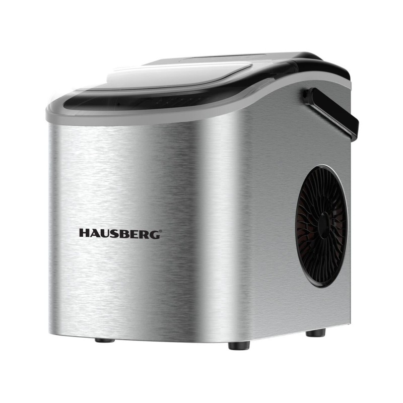 Aparat de preparat gheata HAUSBERG HB-6019IN, capacitate vas apa 1.2 litri, productie cuburi gheata 12-15 kg / 24 ore, capacitate de stocare 0.6 kg, 9 cuburi/6-9 min, argintiu