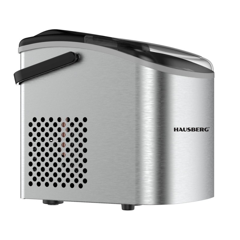 Aparat de preparat gheata HAUSBERG HB-6019IN, capacitate vas apa 1.2 litri, productie cuburi gheata 12-15 kg / 24 ore, capacitate de stocare 0.6 kg, 9 cuburi/6-9 min, argintiu