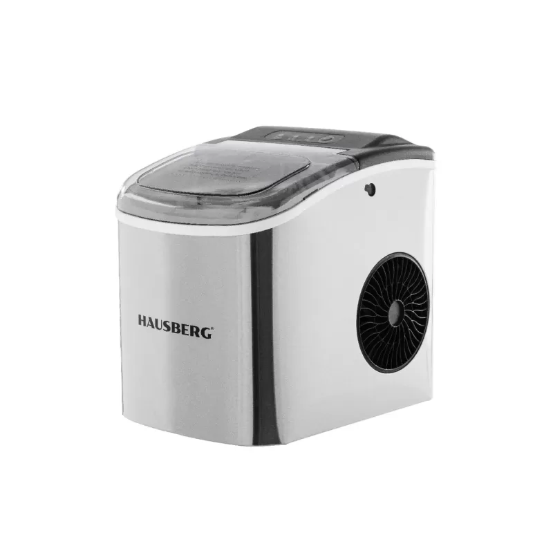 Aparat de preparat gheata HAUSBERG HB-6019IN, capacitate vas apa 1.2 litri, productie cuburi gheata 12-15 kg / 24 ore, capacitate de stocare 0.6 kg, 9 cuburi/6-9 min, argintiu