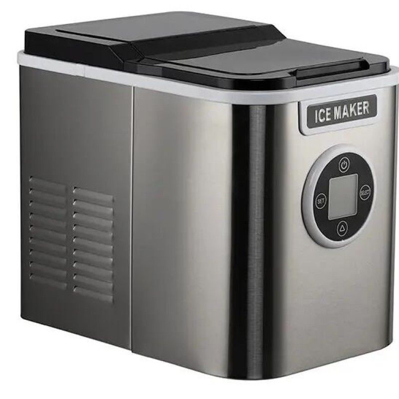 Aparat de preparat gheata HAUSBERG HB-6020, capacitate vas apa 2.2 litri, productie cuburi gheata 12 kg / 24 ore, capacitate de stocare 0.8 kg, posibilitate selectare dimensiune cuburi, argintiu