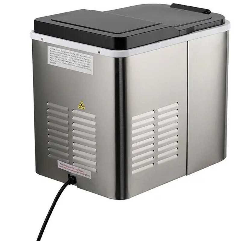 Aparat de preparat gheata HAUSBERG HB-6020, capacitate vas apa 2.2 litri, productie cuburi gheata 12 kg / 24 ore, capacitate de stocare 0.8 kg, posibilitate selectare dimensiune cuburi, argintiu