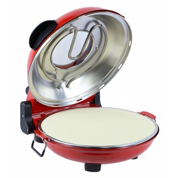 Cuptor special pentru pizza XL HAUSBERG HB-675RS cu suprafata de coacere din piatra, termoregulator pana la 405° C, Rosu