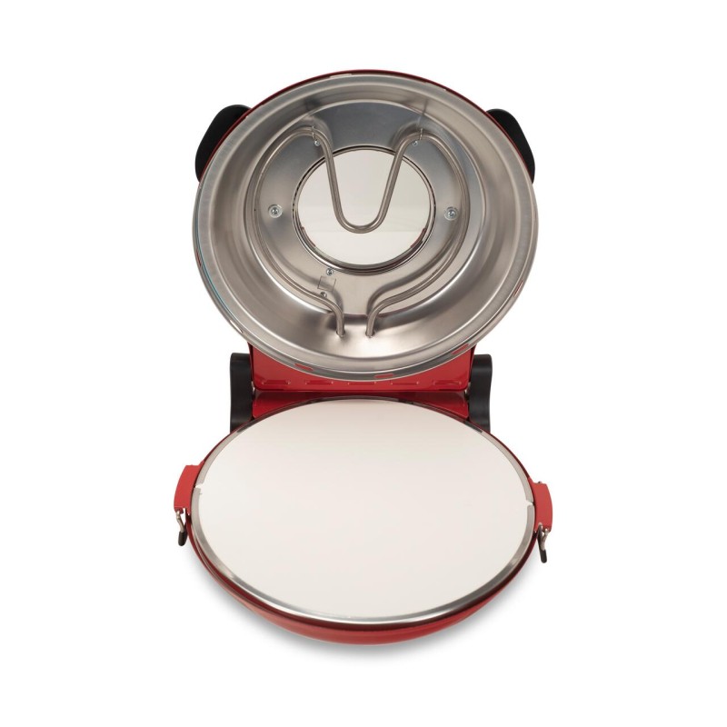 Cuptor special pentru pizza XL HAUSBERG HB-675RS cu suprafata de coacere din piatra, termoregulator pana la 405° C, Rosu