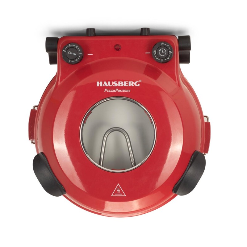 Cuptor special pentru pizza XL HAUSBERG HB-675RS cu suprafata de coacere din piatra, termoregulator pana la 405° C, Rosu