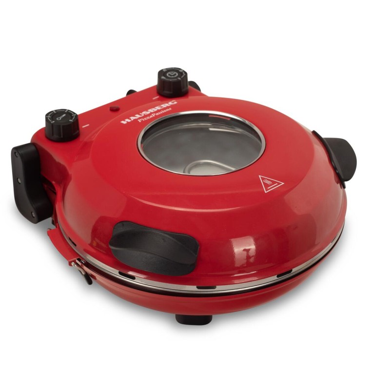 Cuptor special pentru pizza XL HAUSBERG HB-675RS cu suprafata de coacere din piatra, termoregulator pana la 405° C, Rosu
