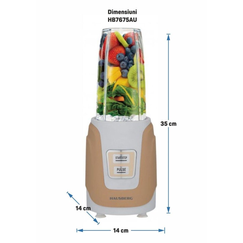 Blender Hausberg HB-7675AU Auriu,Putere 1000W, Capacitate 1000ml, motor de cupru