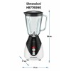 Blender HAUSBERG HB-7760NG, 350W, 1.5L, 3 trepte viteza, functie Pulse, zdrobire gheata, 4 lame detasabile, Negru