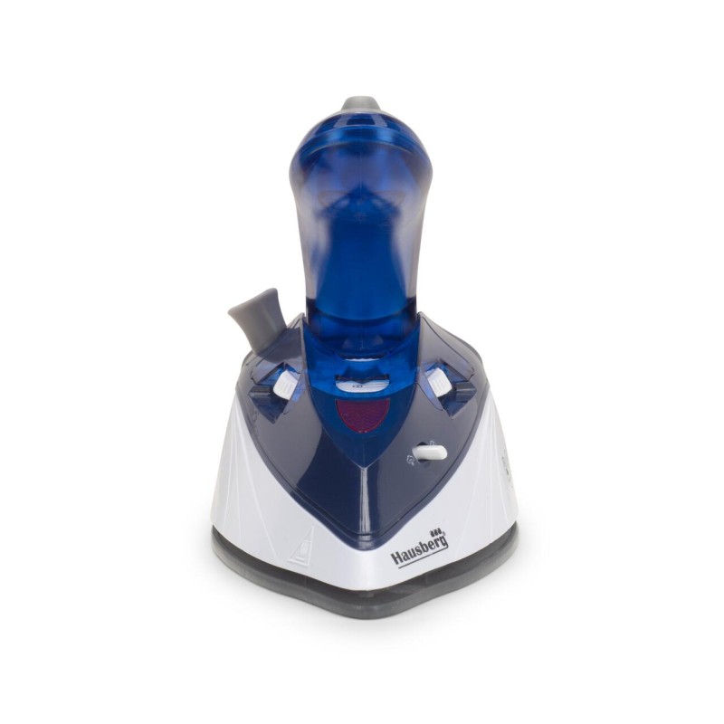 Mini fier de calcat Hausberg HB-7810BL, 1000 W, De voiaj, 75 ml, Ceramica, Auto curatarе, Alb-Albastru
