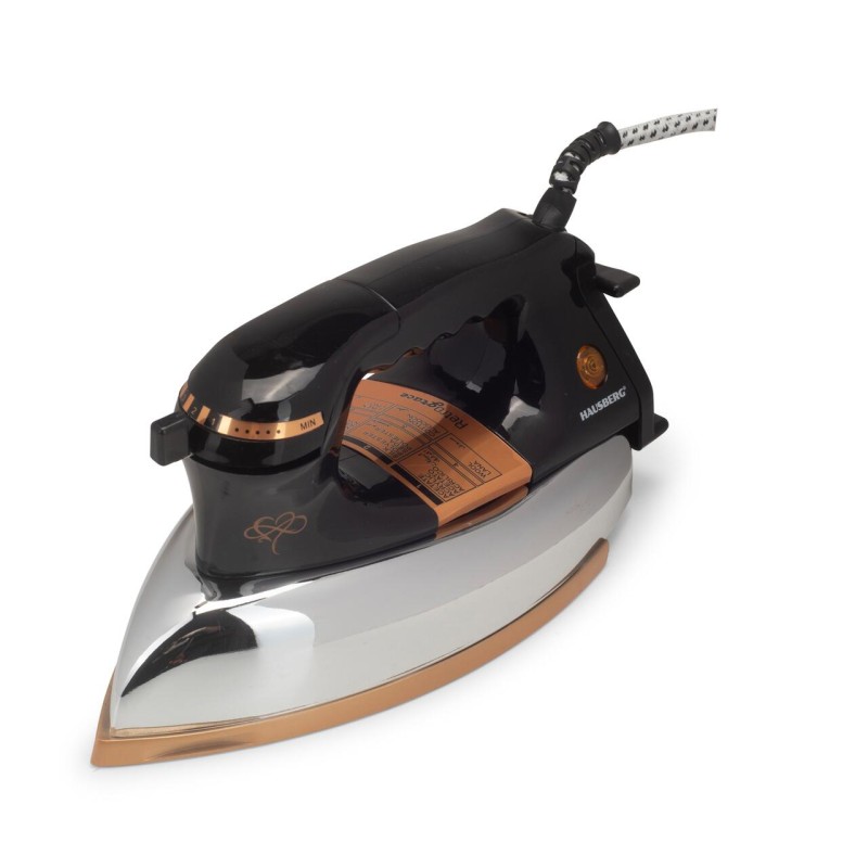 Fier de calcat Retro HAUSBERG HB-7817NG, 1000-1200W, Talpa acoperit ceramic turnat, Termostat, 6 Setari temperatura, Indicator luminos, Protectie supraincalzire, Temperatura 200°C, Negru