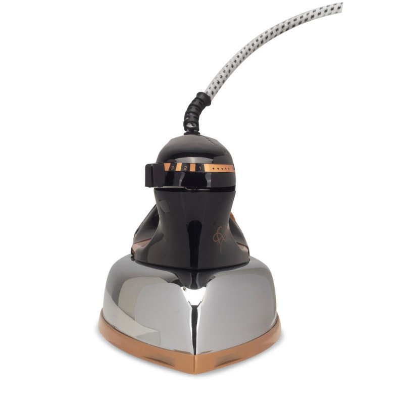 Fier de calcat Retro HAUSBERG HB-7817NG, 1000-1200W, Talpa acoperit ceramic turnat, Termostat, 6 Setari temperatura, Indicator luminos, Protectie supraincalzire, Temperatura 200°C, Negru