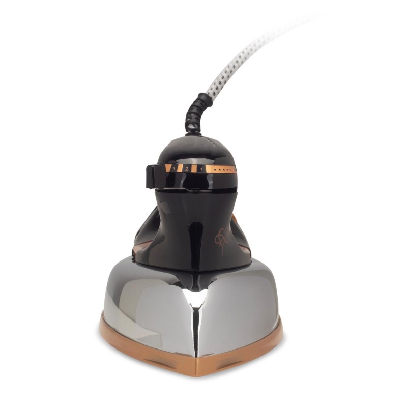 Fier de calcat Retro HAUSBERG HB-7817NG, 1000-1200W, Talpa acoperit ceramic turnat, Termostat, 6 Setari temperatura, Indicator luminos, Protectie supraincalzire, Temperatura 200°C, Negru