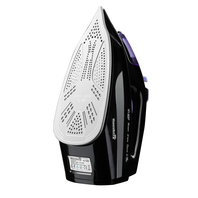 Fier de calcat HAUSBERG HB-7842MV, 2300W, rezervor apa 300ml, abur 18g/min, talpa ceramica, autocuratare, pulverizare, Mov