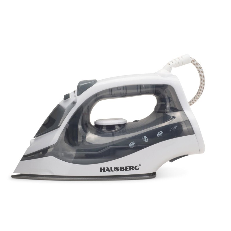 Fier de calcat Hausberg HB-7850GR, 1300W, talpa invelis ceramic, abur vertical, calcare uscata, autocuratare, pulverizare, rezervor 130ml, Gri
