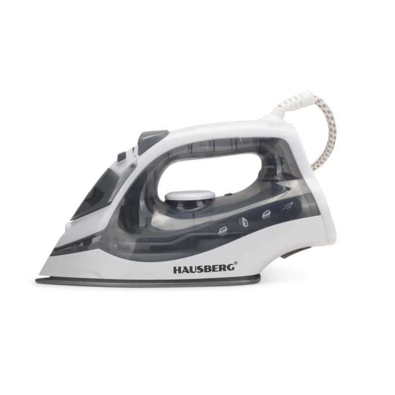 Fier de calcat Hausberg HB-7850GR, 1300W, talpa invelis ceramic, abur vertical, calcare uscata, autocuratare, pulverizare, rezervor 130ml, Gri