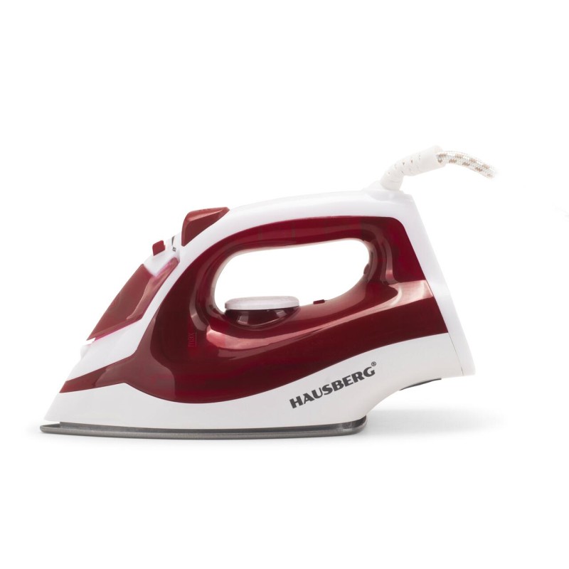 Fier de calcat Hausberg HB-7850RS, 1300W, talpa invelis ceramic, abur vertical, calcare uscata, autocuratare, pulverizare,  rezervor 130ml, Rosu