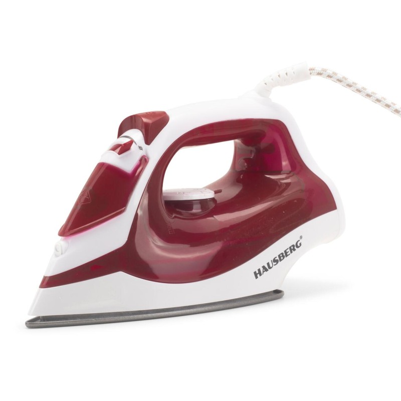 Fier de calcat Hausberg HB-7850RS, 1300W, talpa invelis ceramic, abur vertical, calcare uscata, autocuratare, pulverizare,  rezervor 130ml, Rosu