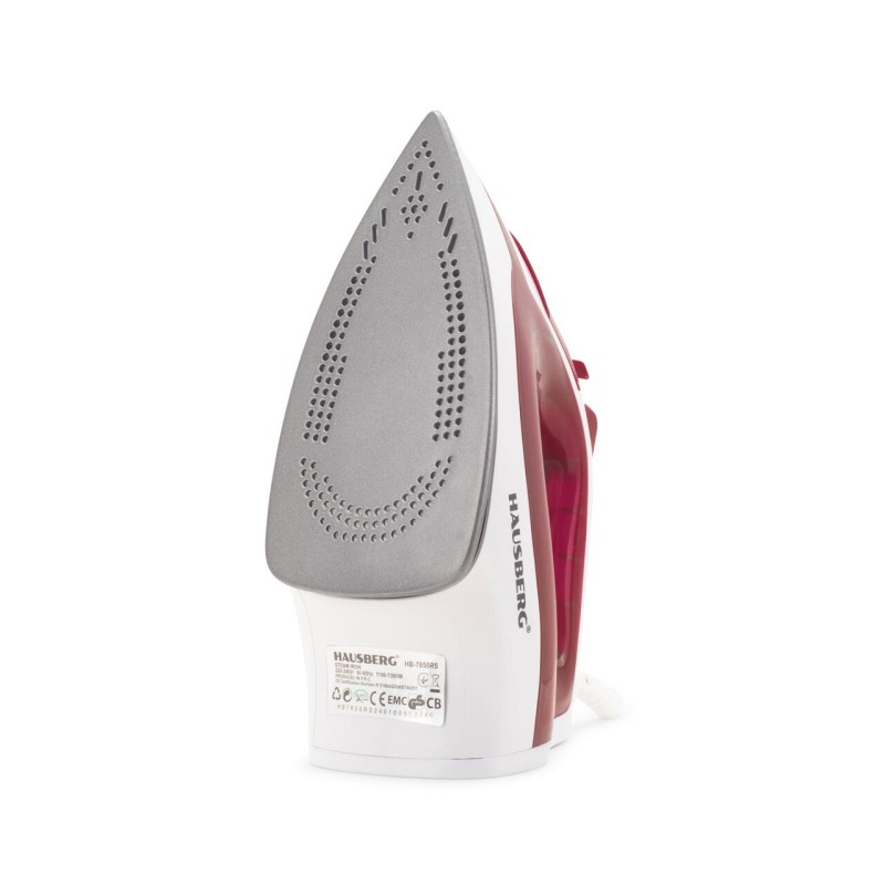 Fier de calcat Hausberg HB-7850RS, 1300W, talpa invelis ceramic, abur vertical, calcare uscata, autocuratare, pulverizare,  rezervor 130ml, Rosu