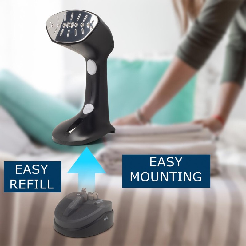 Fier de calcat vertical HAUSBERG HB-7901NG, 1200W, rezervor 200ml detasabil, placa de otel inoxidabil, abur 18g/min, buton on/off, Negru