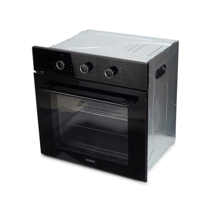 Cuptor incorporabil electric Hausberg HB-8044NG, 58L, 1600W, 8+1 programe, turbo ventilator, timer, email, sticla, gratar, 2 tavi