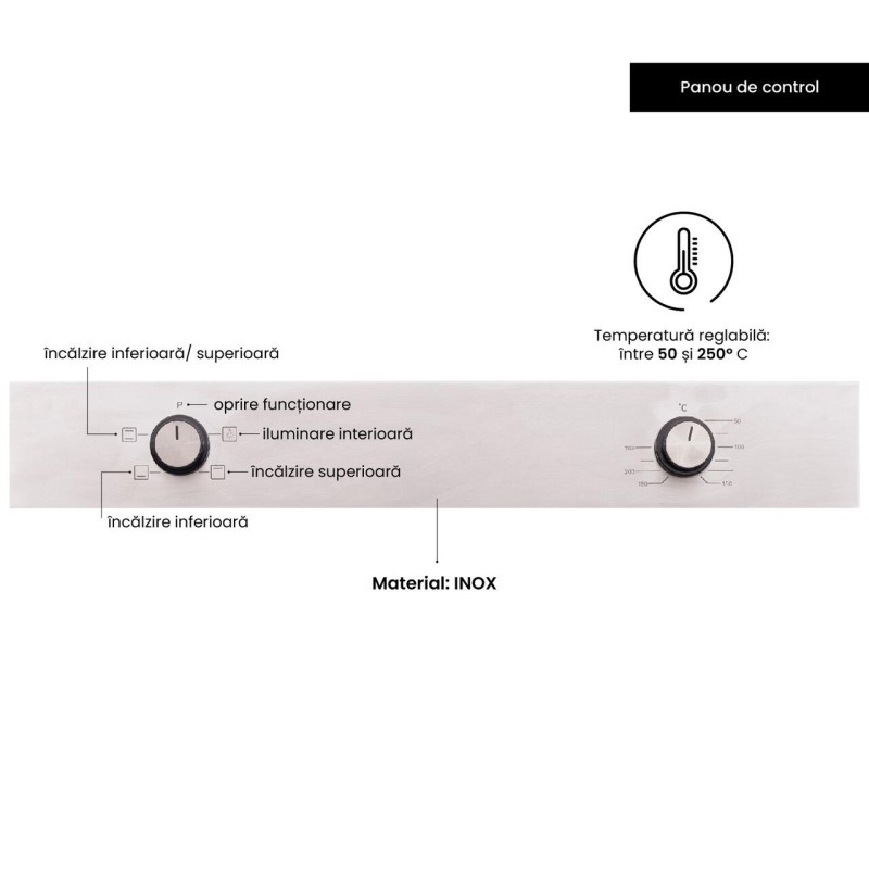 Pachet Cuptor incorporabil Hausberg HB-8051IN, Electric, Putere 2000 W, 76 l, 4 Functii, Clasa A, Plita incorporabila HAUSBERG HB-580IN, aprindere electrica, gaz, 4 arzatoare, sistem siguranta, Negru-Inox
