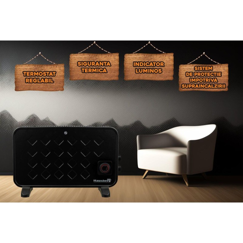 Convector Electric Luxury, Hausberg HB8210, Putere 2000W, 2 Trepte De Putere