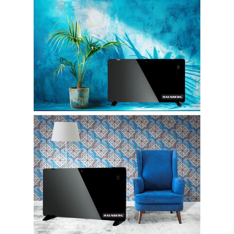 Convector slim cu ecran tactil Hausberg cu telecomanda, termostat si temporizator