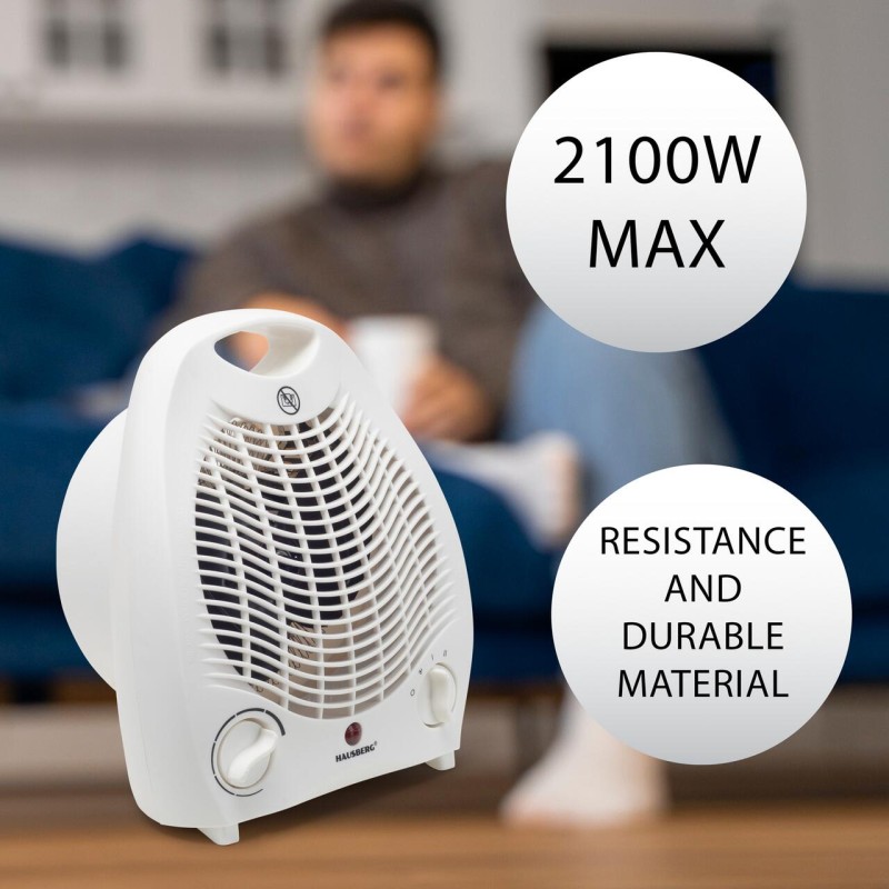 Aeroterma Hausberg HB-8501AB, 2000 W, 2 trepte de putere, termostat reglabil, Alb