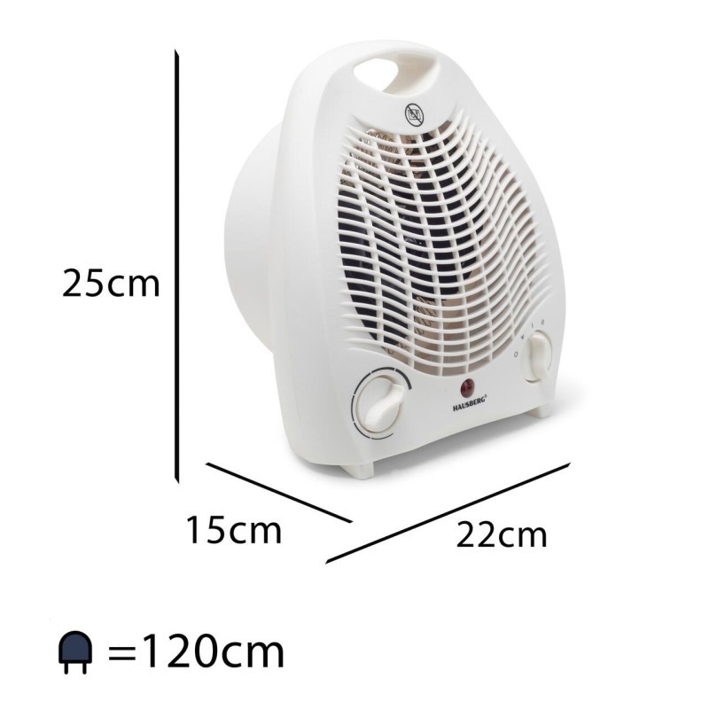 Aeroterma Hausberg HB-8501AB, 2000 W, 2 trepte de putere, termostat reglabil, Alb