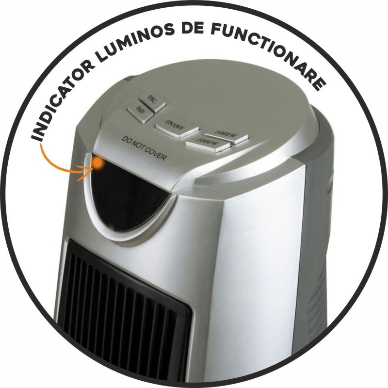 Aeroterma turn Hausberg HB-8503, 2000W, 2 trepte de putere, timer digital, argintiu