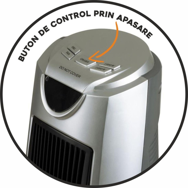 Aeroterma turn Hausberg HB-8503, 2000W, 2 trepte de putere, timer digital, argintiu