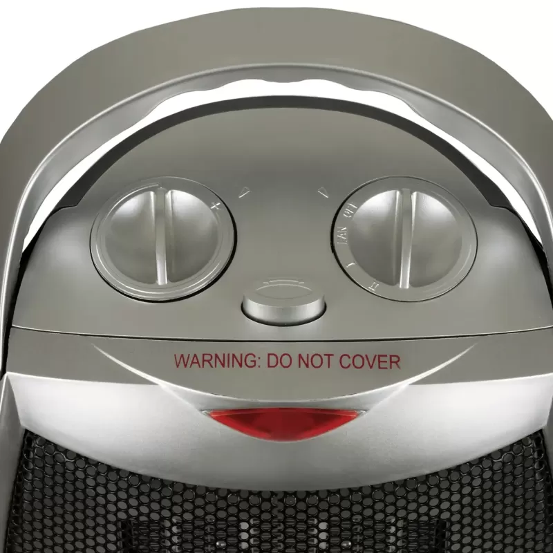 Aeroterma ceramica HAUSBERG HB-8770, 1500W, Termostat Reglabil, 2 Viteze, Functie Ventilator, Siguranta Anti Cadere, Silentios, Maner transport, Argintiu