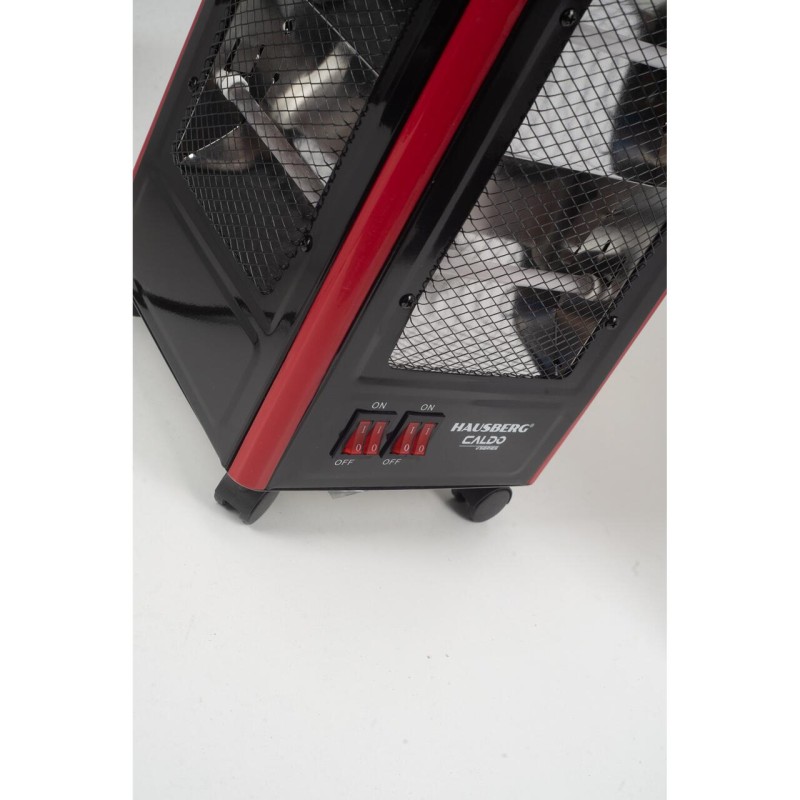 Radiator electric Hausberg HB-8802NG, 2200W, 5 niveluri de putere, incalzire in 5 directii, roti deplasare, maner pentru transport, protectie pentru rasturnare, Negru