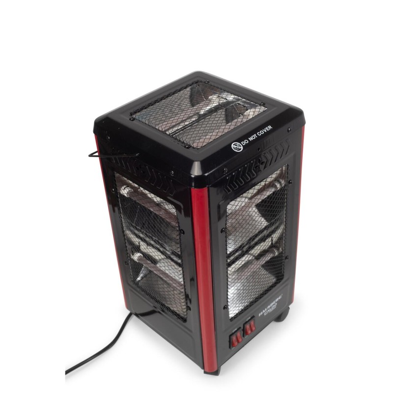 Radiator electric Hausberg HB-8802NG, 2200W, 5 niveluri de putere, incalzire in 5 directii, roti deplasare, maner pentru transport, protectie pentru rasturnare, Negru