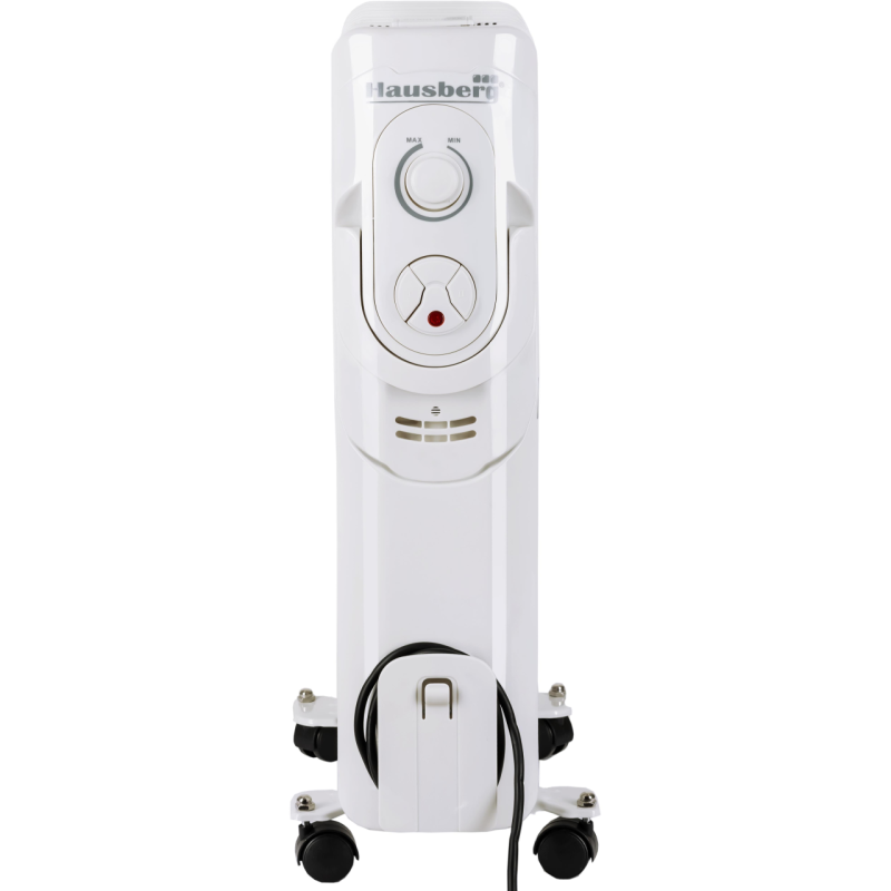 Calorifer electric Hausberg HB-8910AB, 2000 W, 9 elementi, 3 nivele de putere, termostat reglabil, Alb