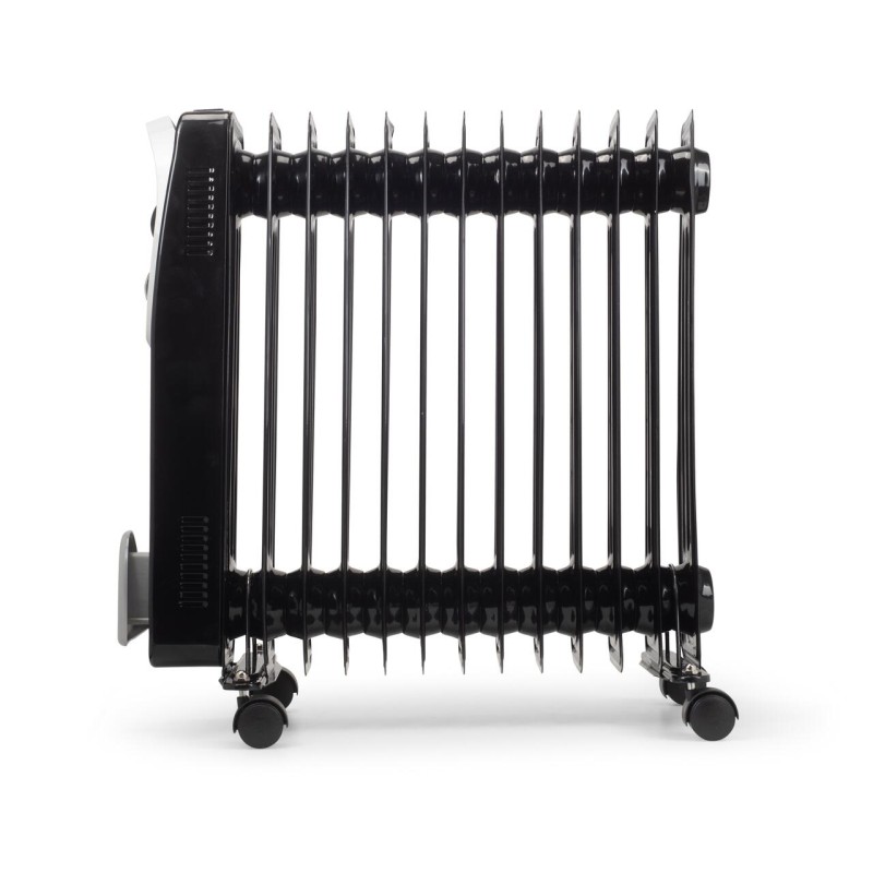 Calorifer electric Hausberg HB-8913NG, 2500 W, 13 elementi, 3 trepte de putere, Termostat reglabil, Protectie supra-incalzire, Protectie anti-rasturnare, Indicator luminos, Negru