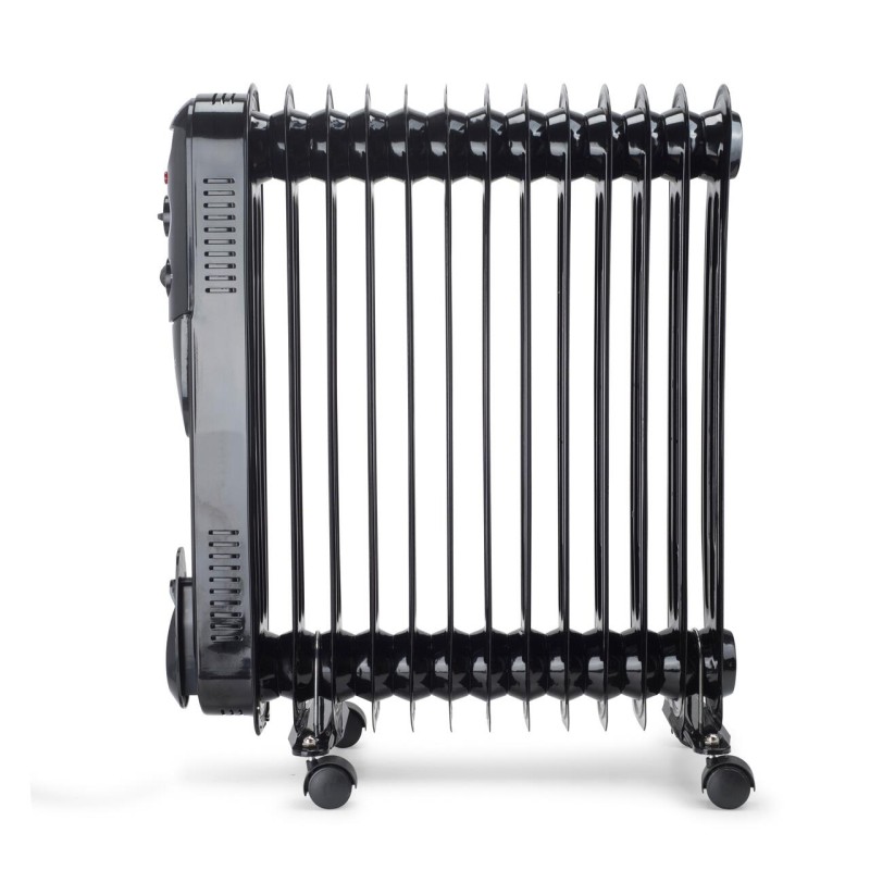 Calorifer electric cu ulei HAUSBERG HB-8935, 3 trepte, 1000-1500-2500 W, 13 elementi 110 mm x 580 mm, termostat reglabil, maner si rotite pentru o deplasare facila, indicator luminos functionare, negru