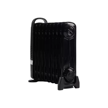 Calorifer electric cu ulei HAUSBERG HB-8945, o singura treapta de incalzire, 1000-1200 W, 9 elementi 110 mm x 330 mm, termostat reglabil, maner si rotite pentru o deplasare facila, indicator luminos functionare, negru