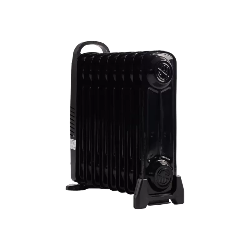 Calorifer electric cu ulei HAUSBERG HB-8945, o singura treapta de incalzire, 1000-1200 W, 9 elementi 110 mm x 330 mm, termostat reglabil, maner si rotite pentru o deplasare facila, indicator luminos functionare, negru