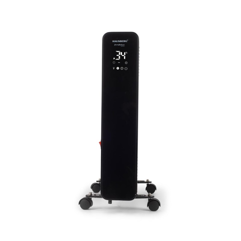 Calorifer electric Digital cu Telecomanda Hausberg HB-8955NG, 2500W, 11 elementi, 3 setari, Termostat electronic, Protectie supra-incalzire, Protectie anti-rasturnare, Negru