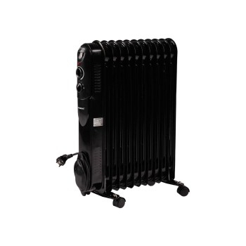 Calorifer electric cu ulei HAUSBERG HB-8925, 3 trepte, 1000-1500-2500 W, 11 elementi 110 mm x 580 mm, termostat reglabil, maner si rotite pentru o deplasare facila, indicator luminos functionare, negru